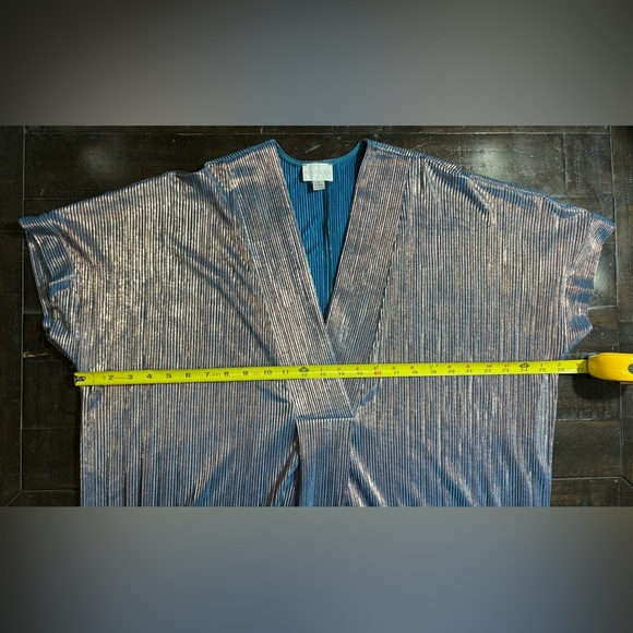 Karlie 70s Metallic and Blue Caftan Dress Size Small - Picture 7 of 8